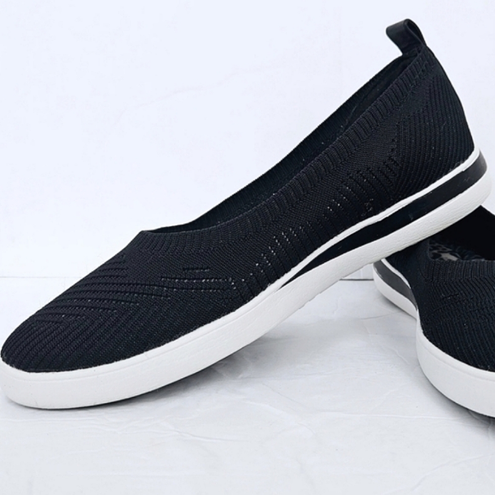 Aubrey Lynn Amelina Wmns Black Textured Knit Slip-on Loafers Flats Shoes 8M/38.5